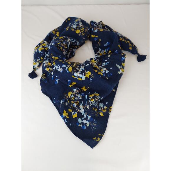 J Jill Women's Blue Floal Soft Comfy Square Scarf 40x40 - Picture 1 of 6